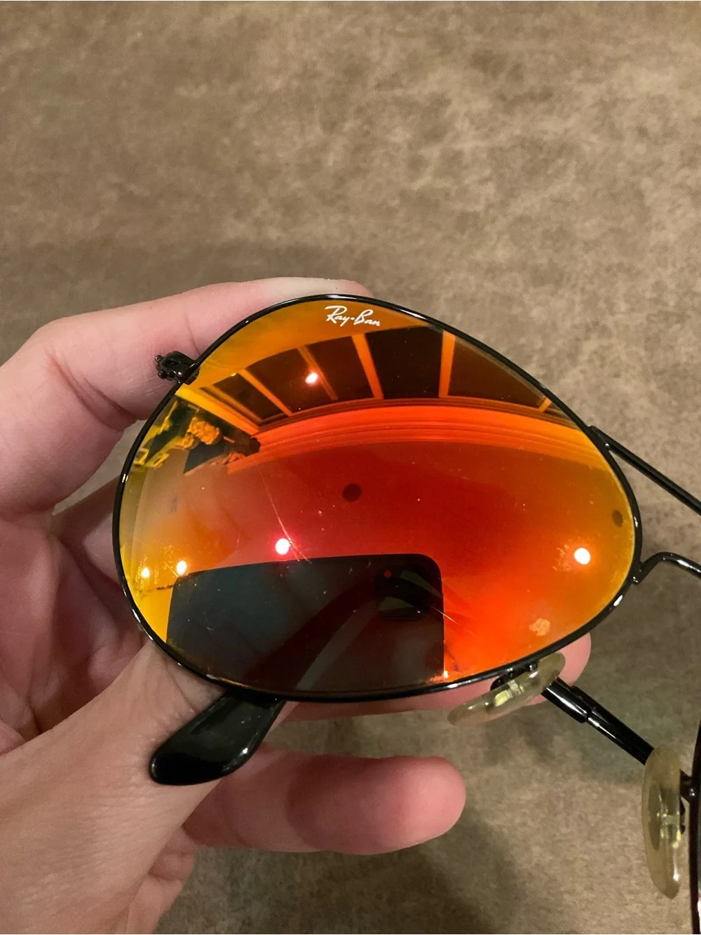 Ray-Ban Aviator Sunglasses Red/Orange Mirror Lenses